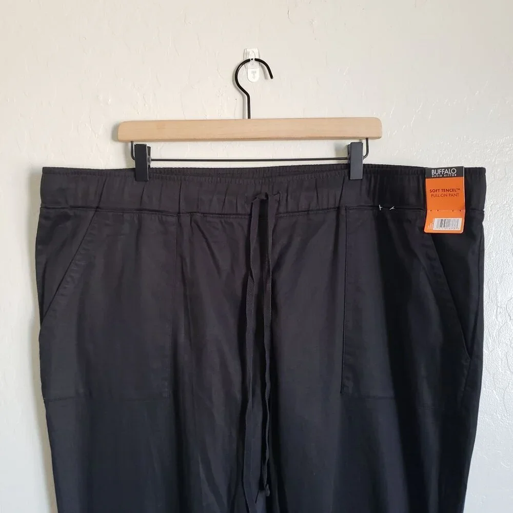 Buffalo David Bitton Soft Tencel Pull-On Drawstring Pant Black Size Mens XXL NEW